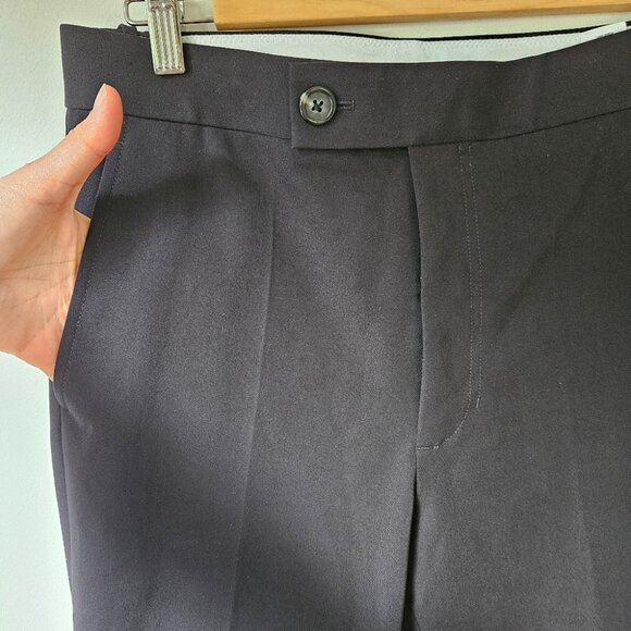 Helmut Lang Straight Leg Slit Pants 8 Black Stretch Designer Corporate - Picture 4 of 14